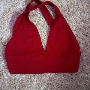 SHEIN Red Halter Crop Top